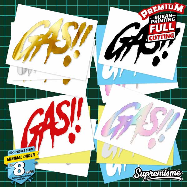 Stiker Tangki GAS !! / Sticker GAS!! / Stiker RX King GAS / Sticker Motor GAS Glossy Waterproof / Sticker Hologram GAS