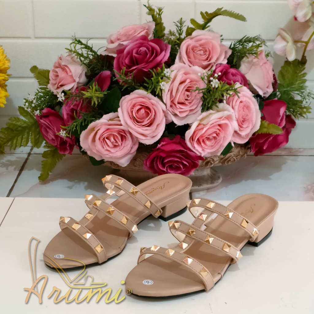 ARMY - Sandal heels hak Tahu Piramid 3cm hak tahu mules stut Rayana 3cm