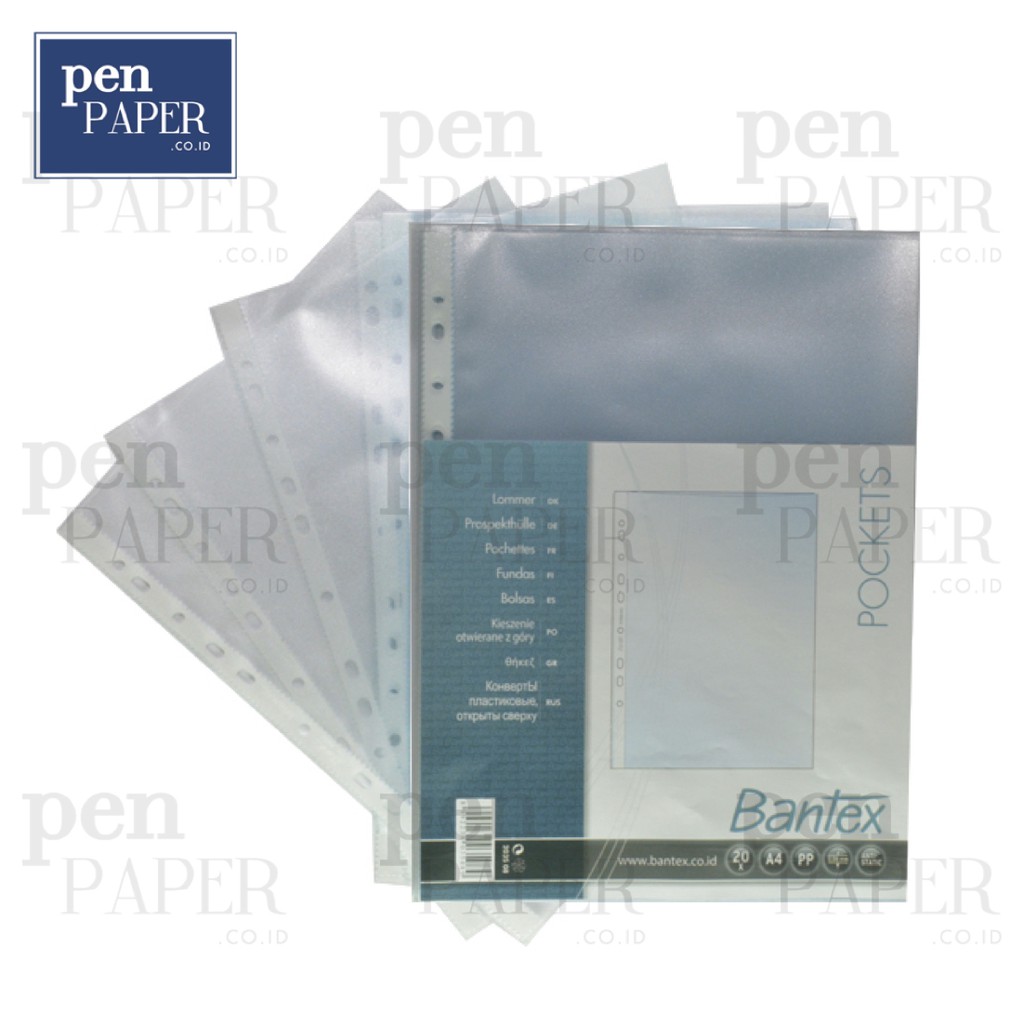 BANTEX, PP POCKET 8040, A4, CLEAR, 20 SHEETS/PACK, 1 PACK 