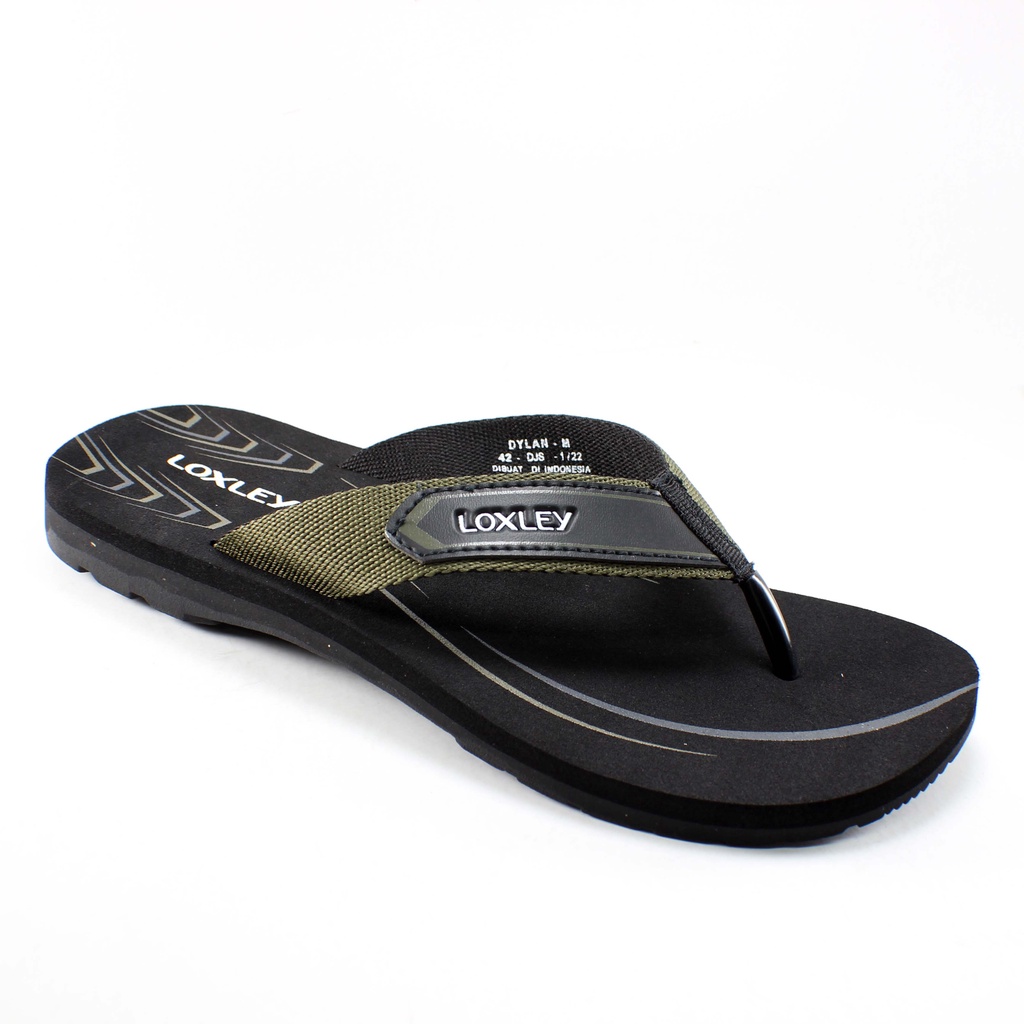 Loxley Sandal Jepit Pria Dylan Hitam/Hijau Tua Size 38-43