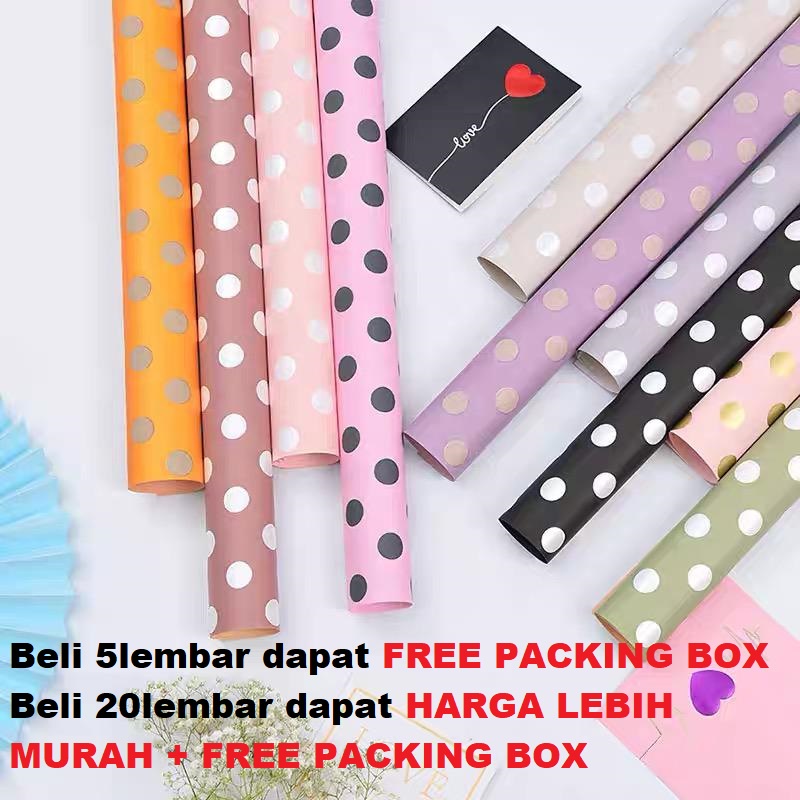 

UN120 5Lembar-Kertas Bunga Buket Dot Bulat/Kertas Buket Bunga Florist Cellophane/Flower Wrapping Paper
