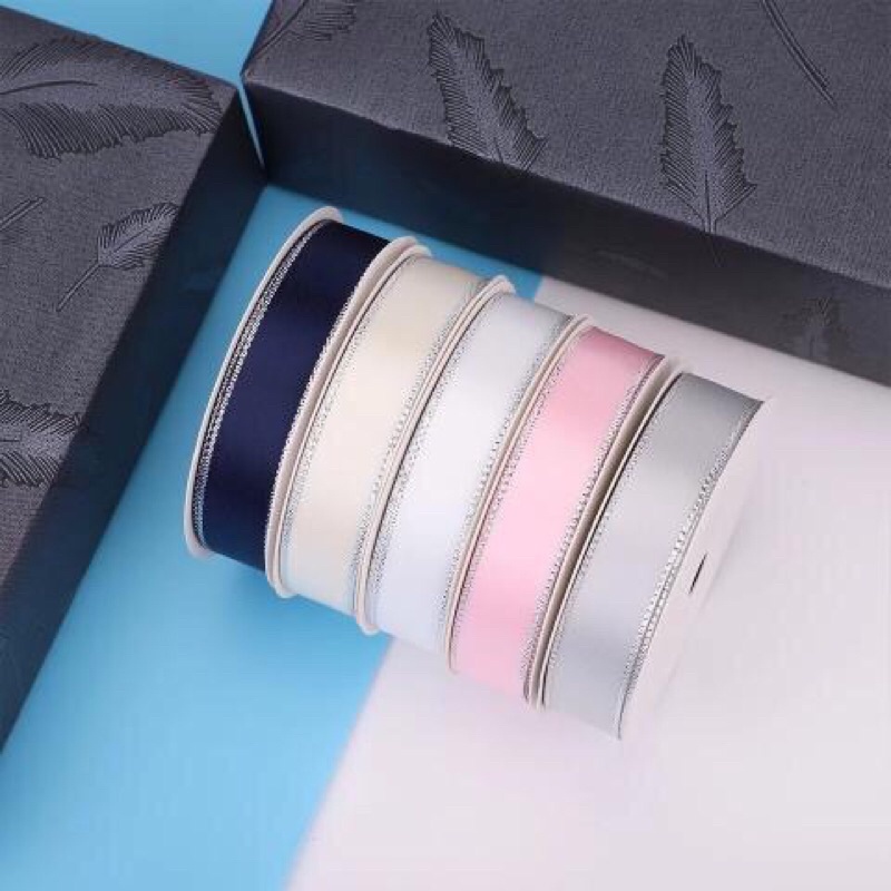 pita satin list silver 4cm/100YARD