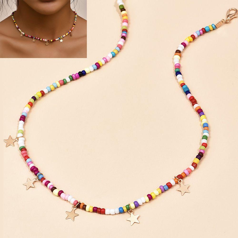 Lily Beads Kalung Untuk Gadis Wanita Goth Golden Pearl Choker