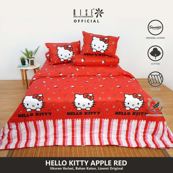 Bed Cover Hello Kitty Double Motif Apple Katun