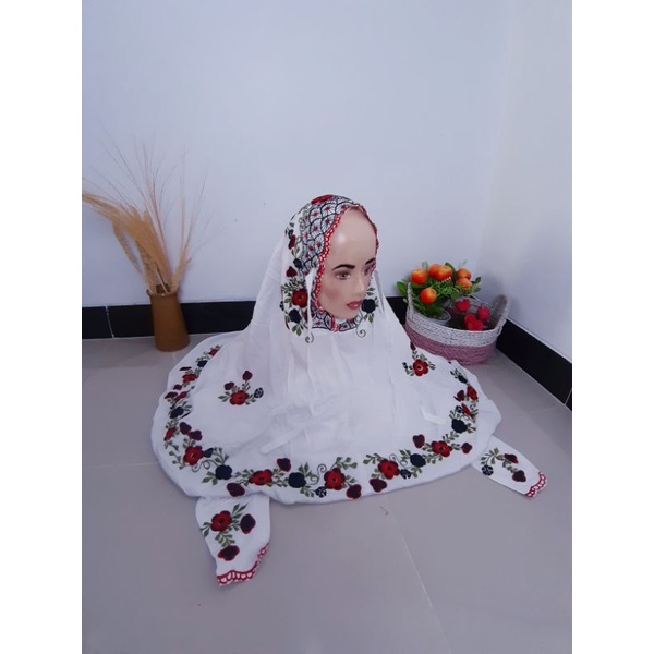 mukena terusan rayon bordir