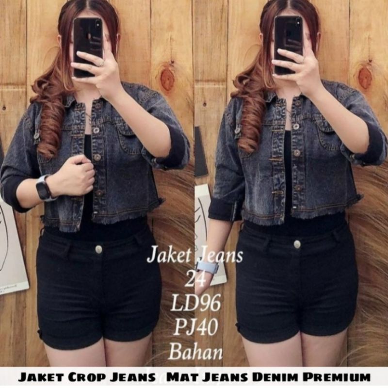 Jaket Jeans Crop  Jaket Rawis  Jaket Crop Wanita Jaket Levis Denim Rp85,000,-