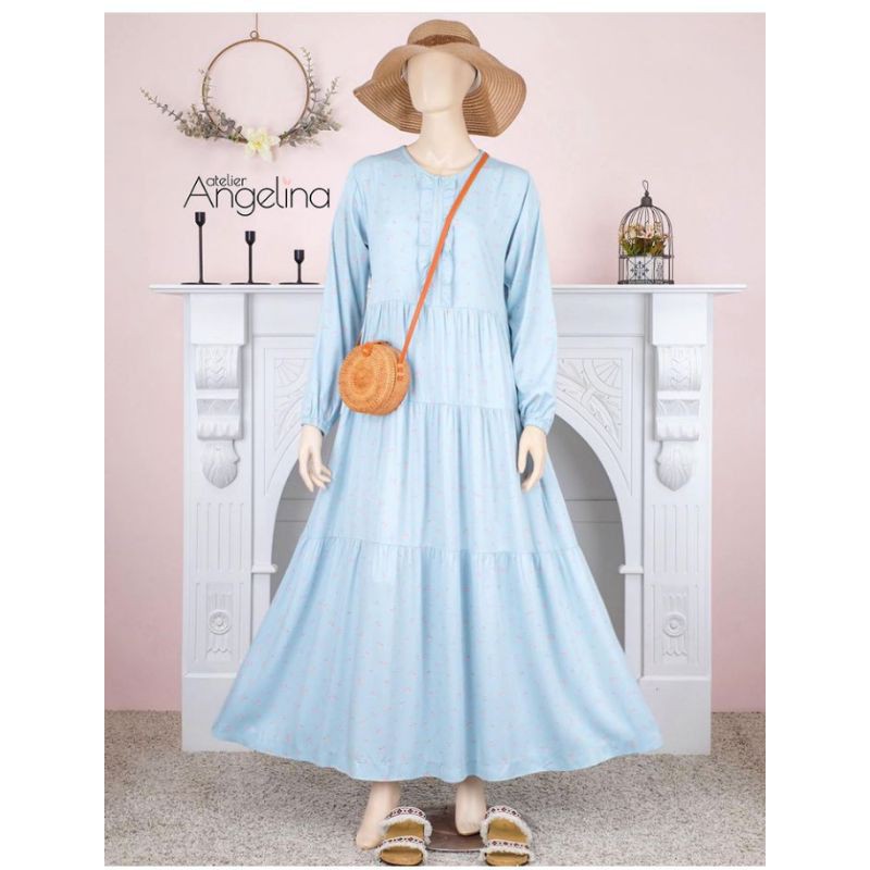 Bella dress original Atelier Angelina, Tiny rose- (color: baby blue), ukuran L