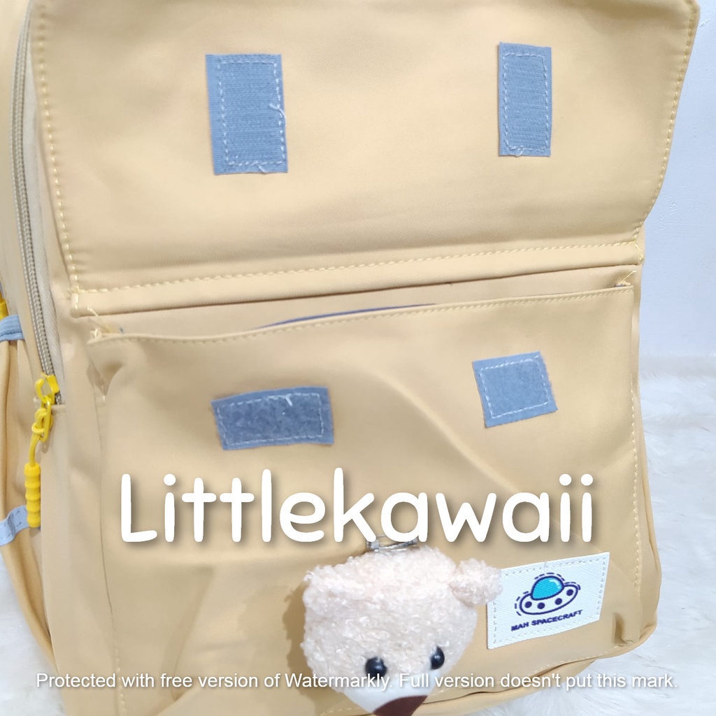 LK/ Tas Ransel Laptop Backpack Parasut Sekolah Fashion Anak Remaja Kepala Bear Gesper Mix Import