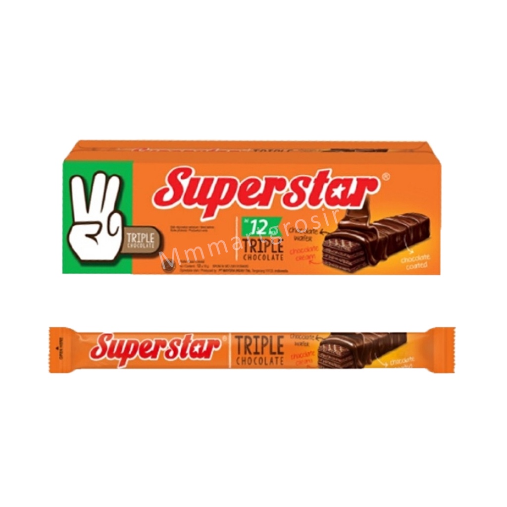 BISKUIT SUPERSTAR TRIPLE CHOCOLATE 18g / 1 BOX ISI 12PCS