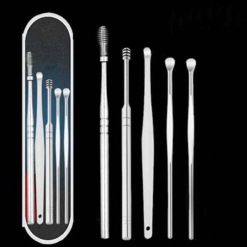 Alat Pembersih Telinga Korek Kuping Ear Wax Picker 1 Set 6 PCS Stainless Steel