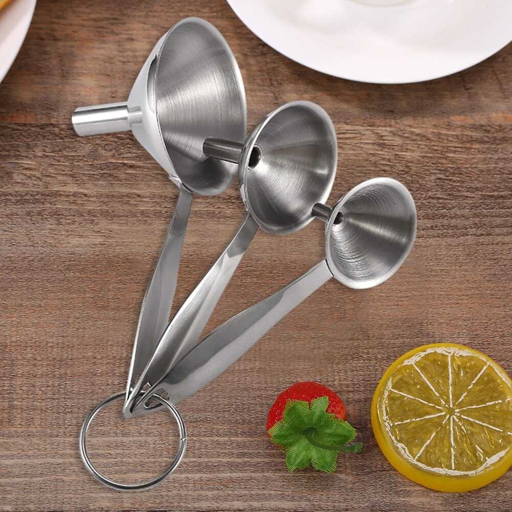 Corong Air Minyak Bensin Kendaraan Funnel 3PCS Multifungsi Perlengkapan Rumah Tangga Material Stainless Steel Berkualitas