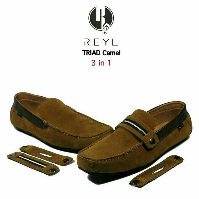 Dnr 02 Sepatu slop pria Reyl Triad Camel 3in1 casual slip on mewah kuliah