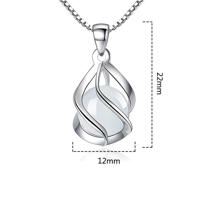 [Women Personality Round Opal Agate Drop Pendant Necklace] [Girls Elegant Copper Simple Chain Necklaces ] [Ladies Fashion Clavicle Necklace]