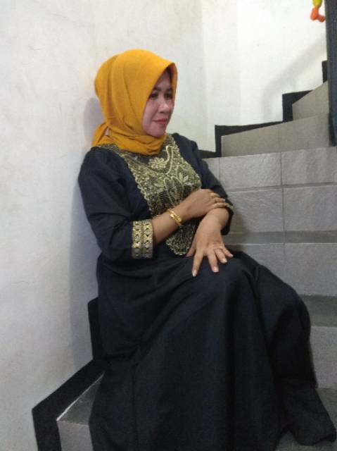 [Almeera] Jubah/Gamis Maxi Arabic turkey motif Aula - Hitam