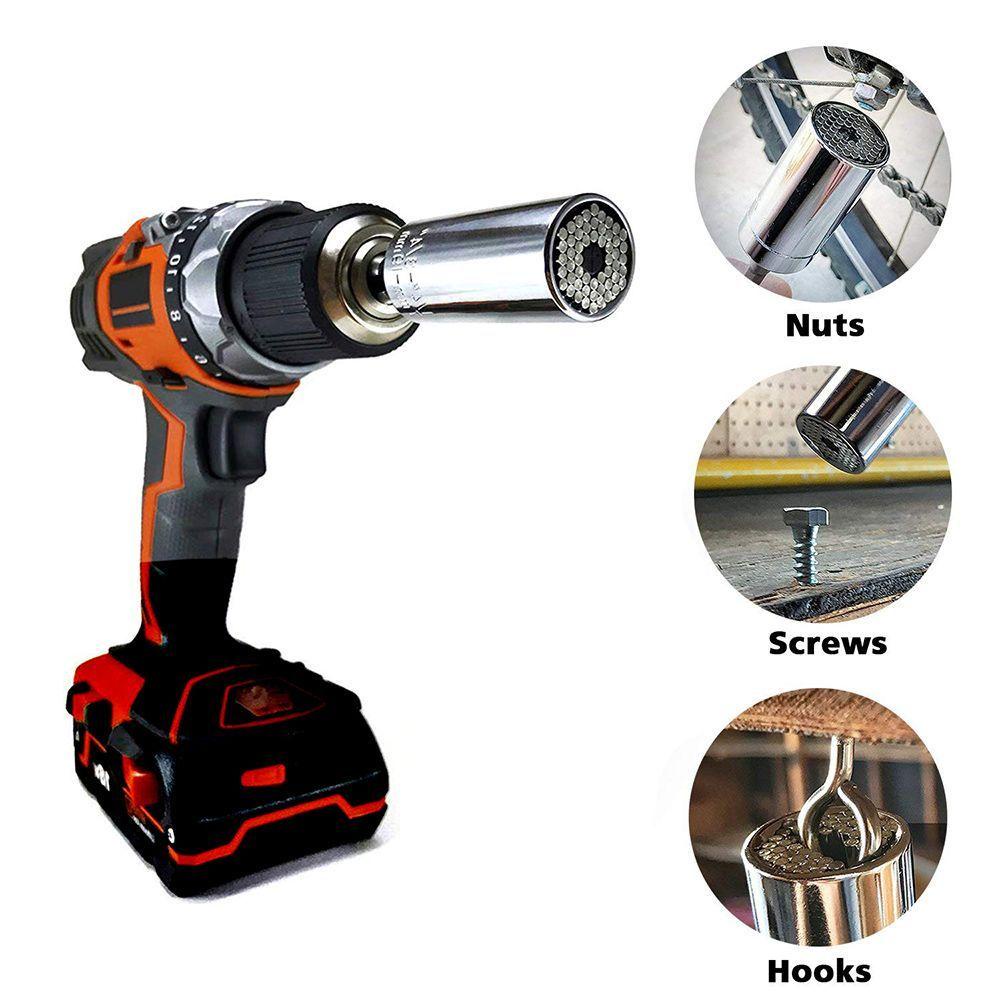 Solighter Torsi Universal 7-19mm Adjustable Grip Power Drill Adapter Socket Wrench Multi Hand Tools Power Drill Ratchet