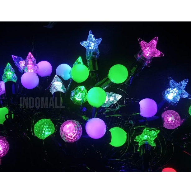 LAMPU NATAL VARIASI BOLA/BINTANG/PINUS/PAGODA/CAMPUR 10METER JAKMAN/LAMPU AGUSTUSAN/LAMPU NATAL/ LAMPU HIAS/ LAMPU TUMBLER/ LAMPU DEKOR/LAMPU KECIL/LAMPU MURAH/LAMPU MODEL BOLA