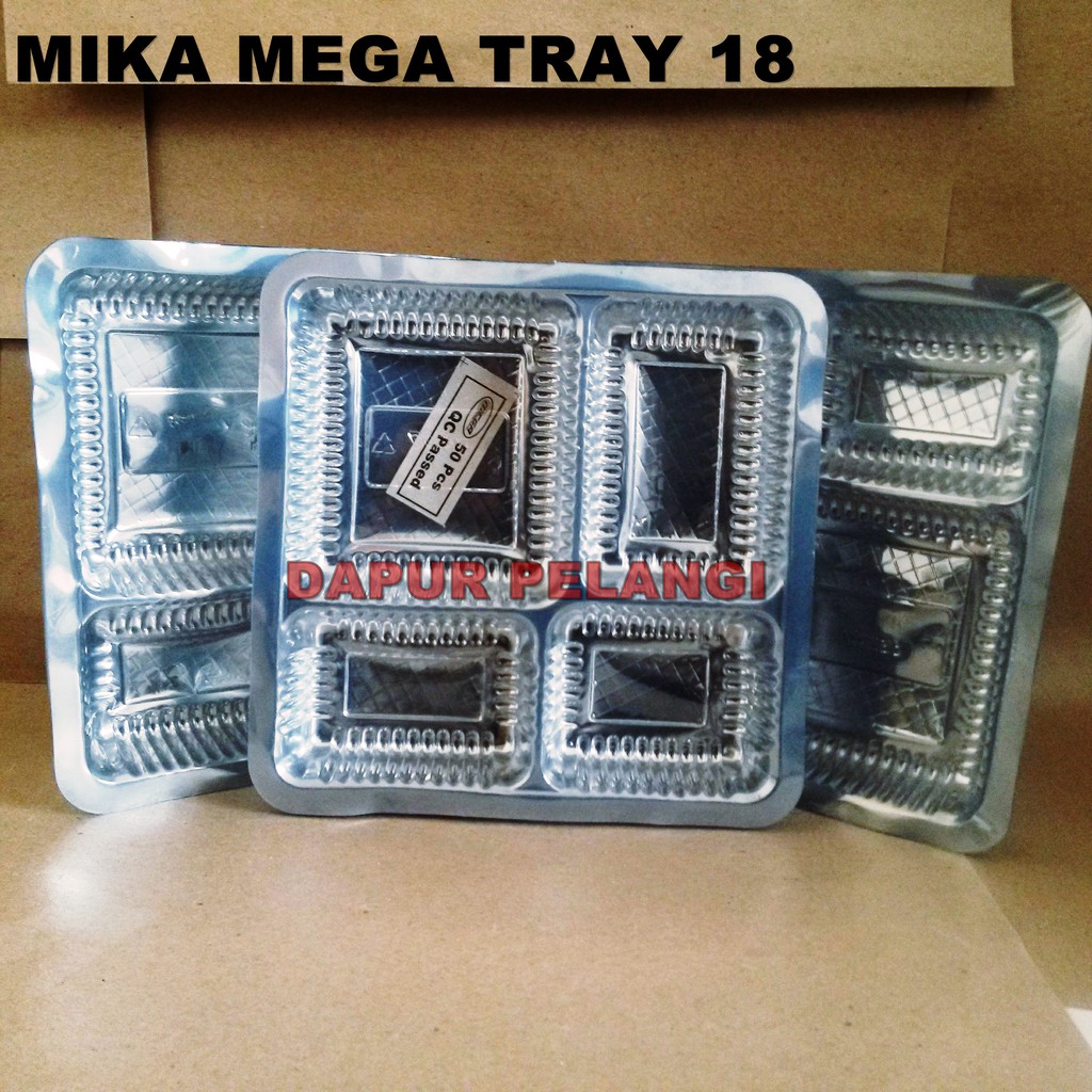 Mika Tray ukuran 18x18 / Mika Plastik Bening 4sekat / Mika Nasi isi 50pcs