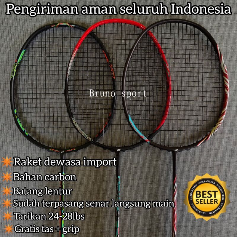 RAKET BULUTANGKIS GLAFIT STORE DEWASA IMPOR 24-28LBS GRATIS TAS + GRIP