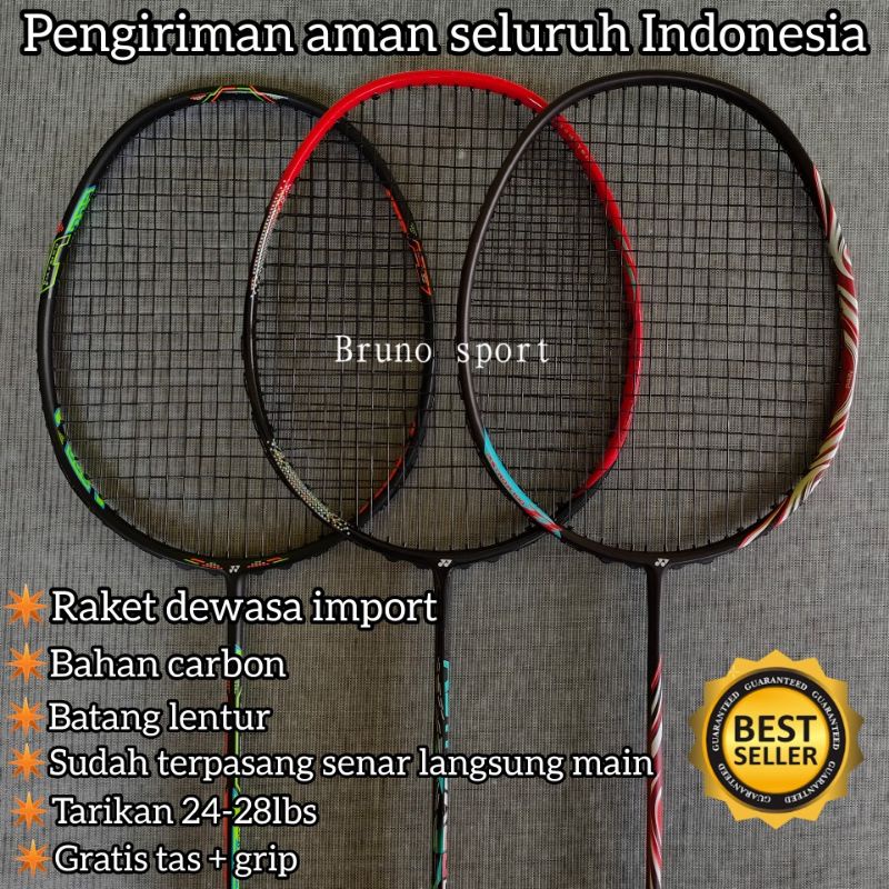 RAKET BULUTANGKIS DEWASA IMPOR 24-28LBS GRATIS TAS + GRIP