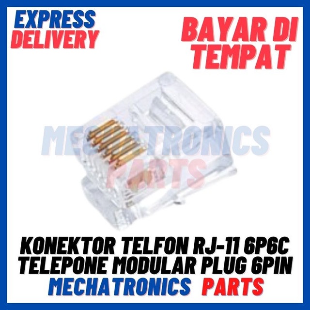 [CON-9033] KONEKTOR TELFON RJ11 RJ-11 6P6C TELEPONE MODULAR PLUG 6PIN