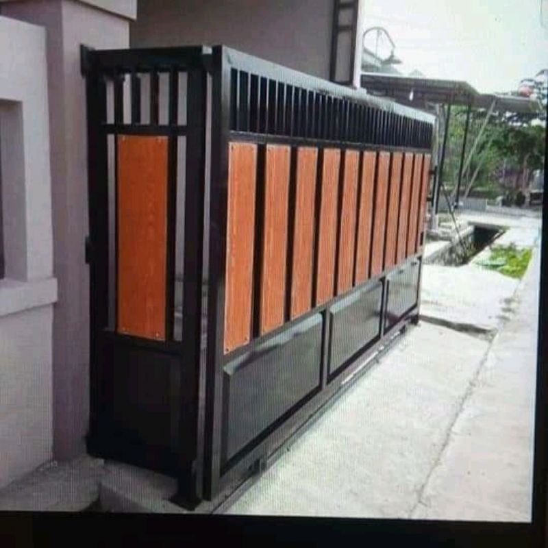 pagar minimalis motif grc serat kayu