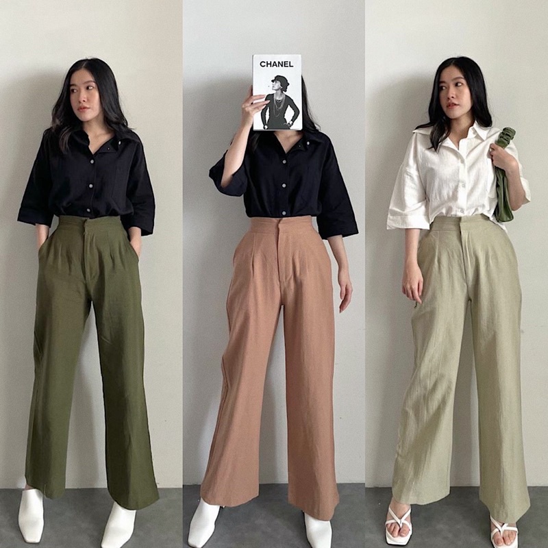 YOONA KULOT / KULOT RAYON HAWAI HIGHWAIST KANCING PREMIUM / celana kulot yuka kulot / yuna pants kulot