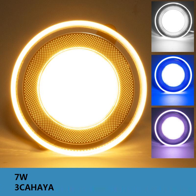 LED Downlight 3 Warna 6Watt Lampu Tanam Plafon Super Terang Ib Panel 6w Dekorasi Plapon Ungu Putih W