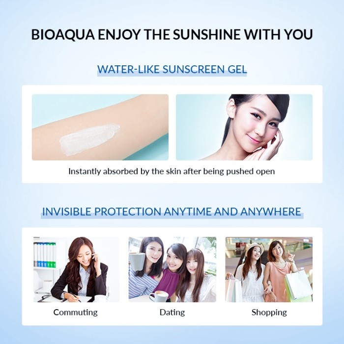 Treatment Wajah Sunscreen Gel BIOAQUA UV SPF 50 PA ++++ 40g sunscreen wajah [ TUBE ]