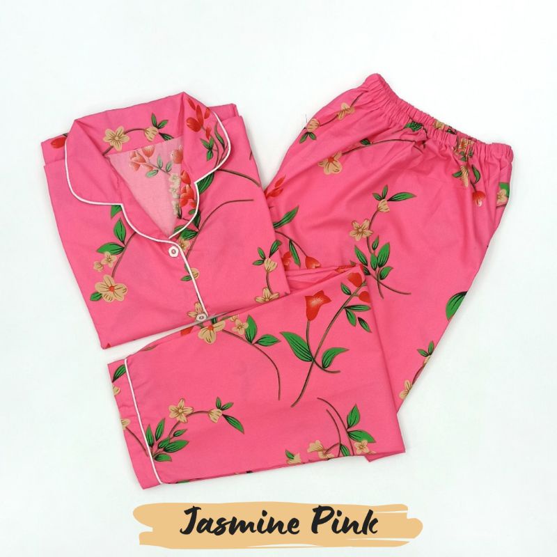 Baju Tidur Wanita | Piyama Wanita Kekinian | Oneset Setelan Wanita Bahan Katun Polymicro Bebas Pilih Motif-Jasmine Pink