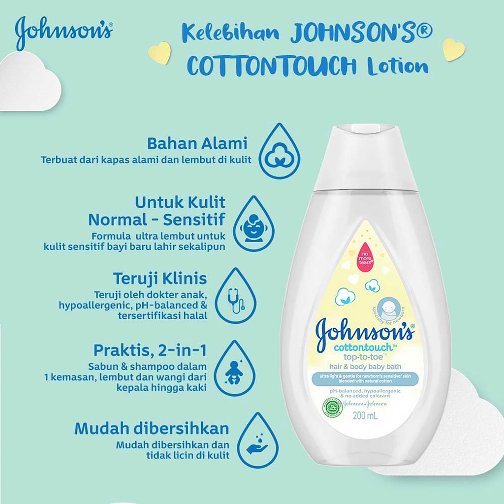 COD Johnsons Hair &amp; Body Baby Bath Cottontouch Top To Toe - Sabun Bayi - Lotion Bayi - Johnson Cotto