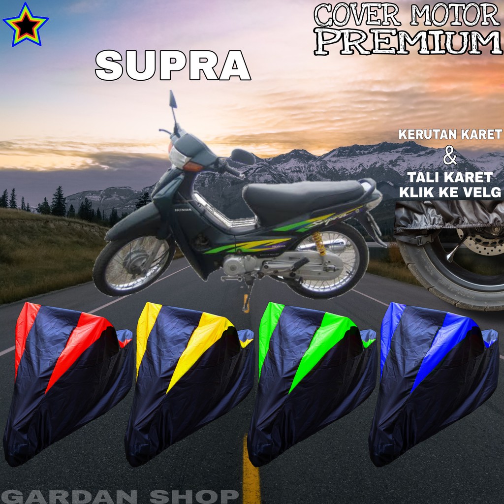 Sarung Motor SUPRA Hitam KOMBINASI Body Cover Penutup Supra PREMIUM