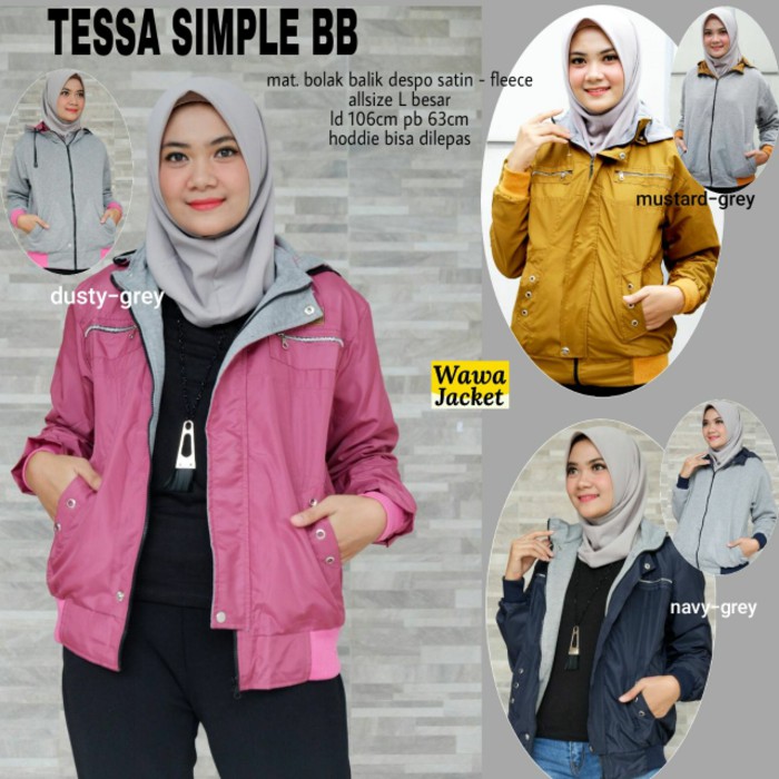 Jaket Tessa Simple bolak balik/Jaket BB/Jaket Mika /Jaket cewek bolak balik