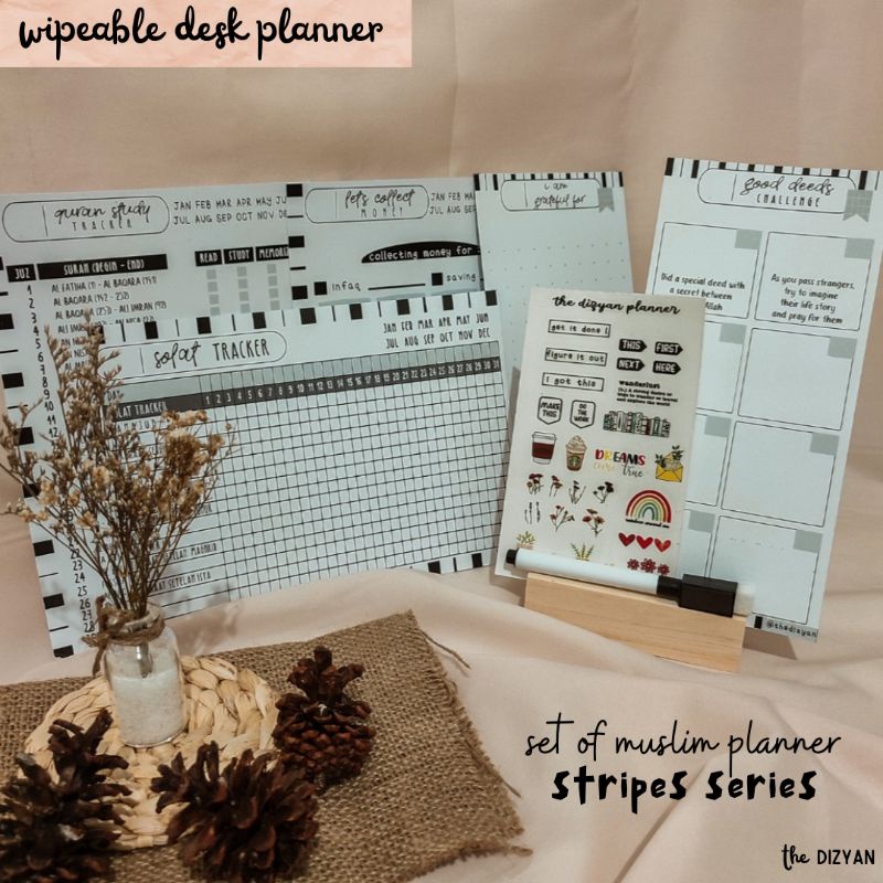 

Wipeable Desk Planner/ Muslim Planner / Stripes Series / Schedule Board