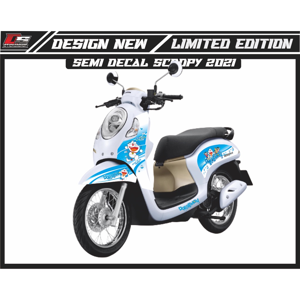 STRIPING SEMI DECAL SCOOPY  2021 CONCEPT DORAEMON SIMPLE LIS WARNA PUTIH LIS BIRU
