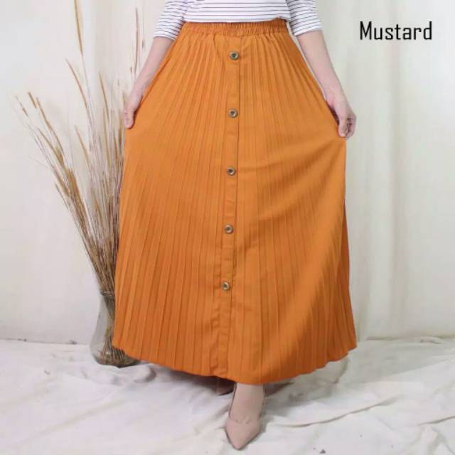 ROK WANITA PLISKET VARIASI KANCING DEPAN - BAHAN HYGET SYPER ( PREMIUM )-5