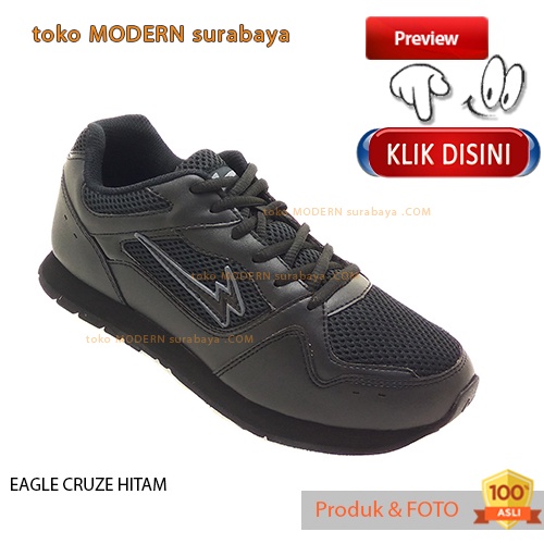 EAGLE CRUZE HITAM sepatu pria casual sneakers tali