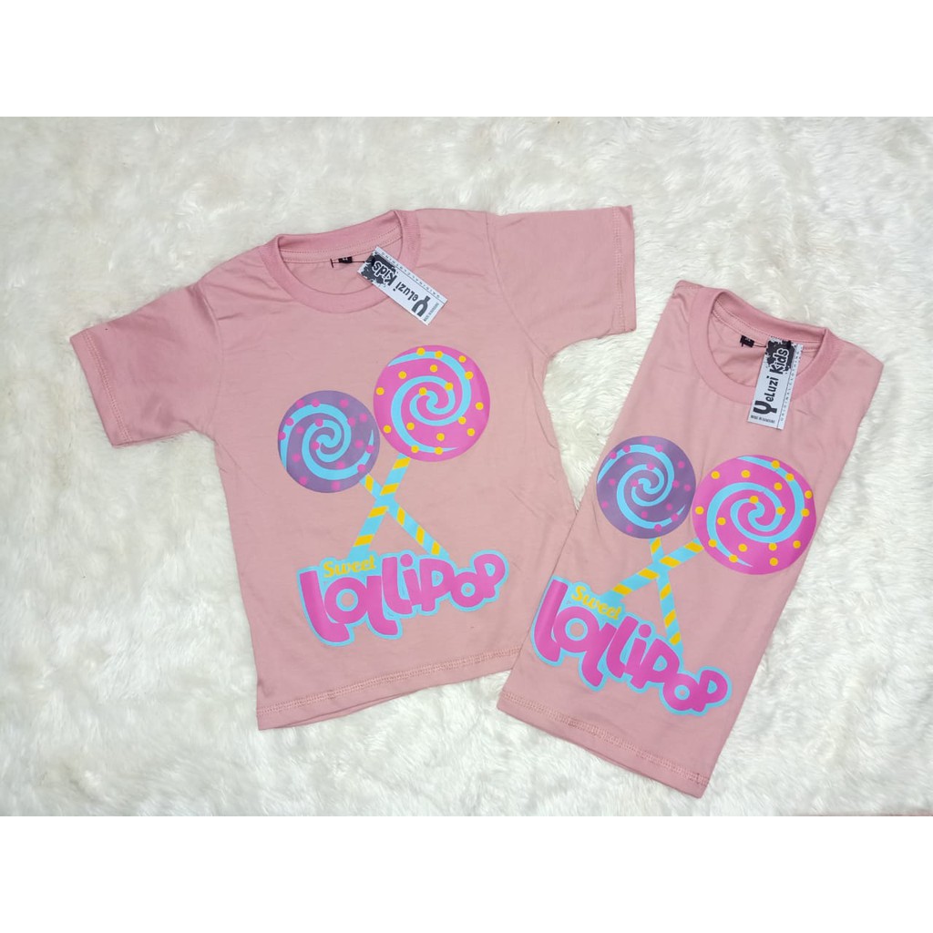 Kaos Baju Atasan anak Cewe, perempuan Lolipop yeluzi