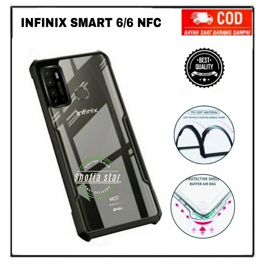 CASE INFINIX SMART 6 SMART 6 PLUS  SMART 6 NFC SMART 5 SOFTCASE SHOCKPROOF TRANSPARAN CAMERA PROTECT CASING