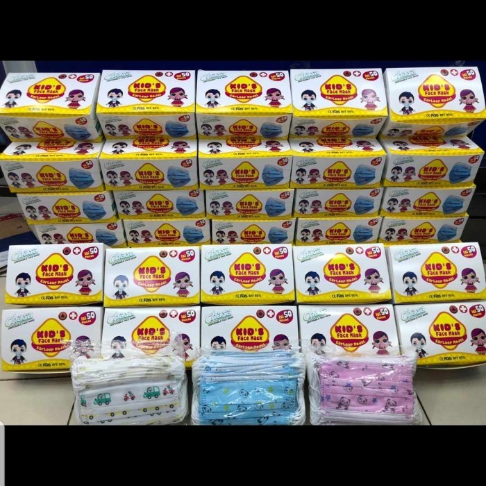 ahza terlaris masker anak 3ply merk chasa wrn putih