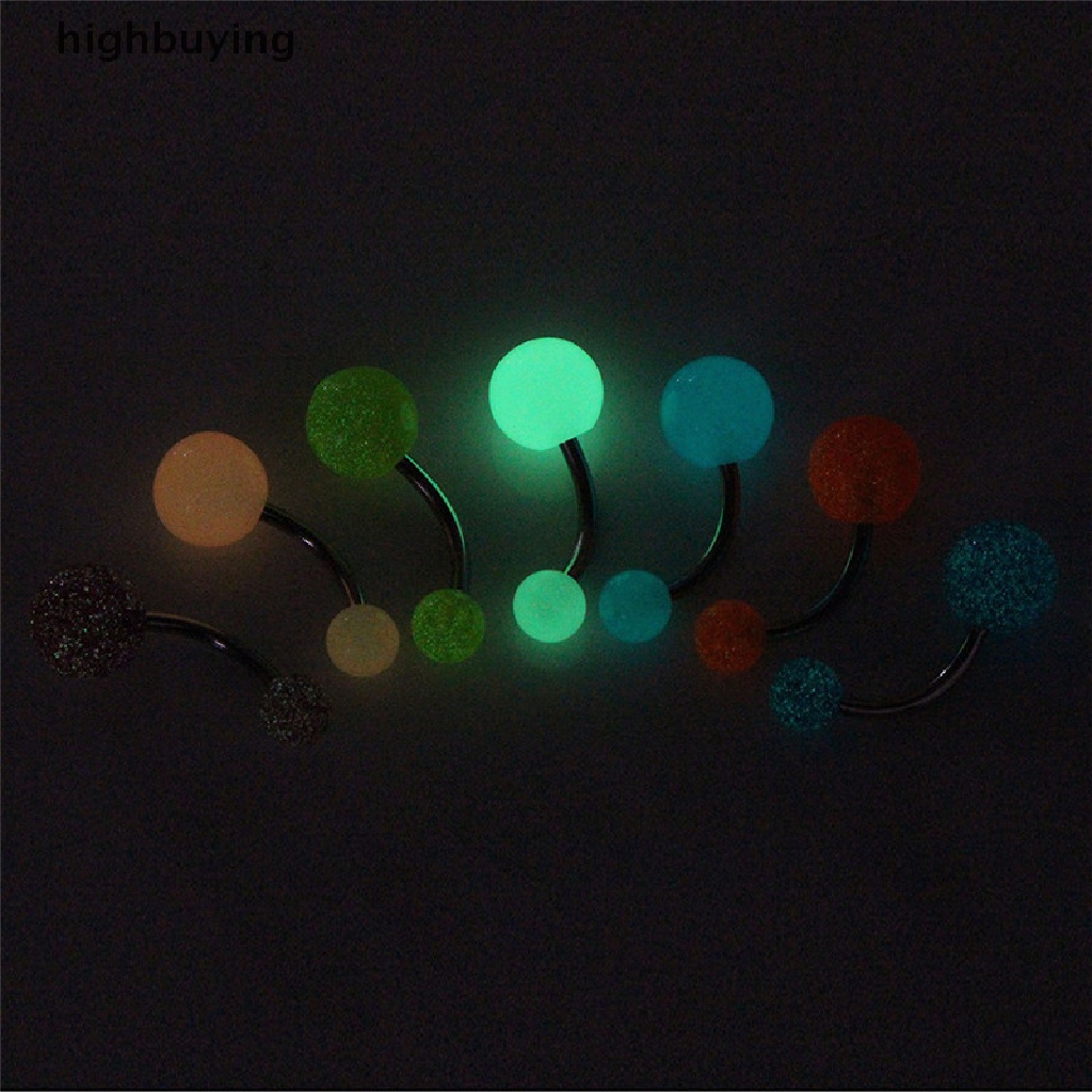 Hbid 7PCS / Set Anting Tindik Perut / Pusar Glow In The Dark Untuk Wanita