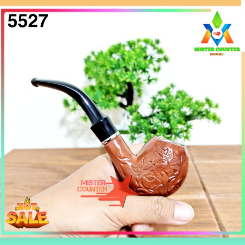 5527 - Cangklong Bako Motif Ukiran Kayu - Pipa Cangklong Unik Ukiran - Pipa Souvenir Hadiah