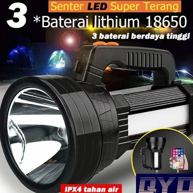 Qyd Senter Led Super Terang Jumbo Multifungsi 45W Ipx4 Tahan Air