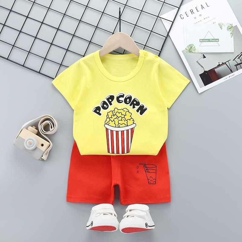 LittleAaron KIDS SUIT PENDEK Setelan Anak Bahan Kaos Lengan + Celana Berkualitas Import 0-3 Tahun ebv