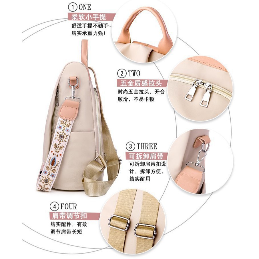 TAS RANSEL WANITA ANTI AIR COKLAT FASHION IMPORT PREMIUM KERJA KOREA BELIZA TA229C3 KREM