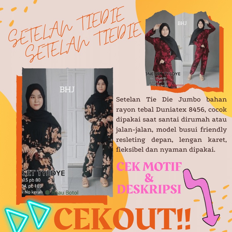 Tie Dye Tiedye Set Tie Die Tiedie One Set Busui Setelan Lengan Panjang Bahan Rayon Tebal Adem