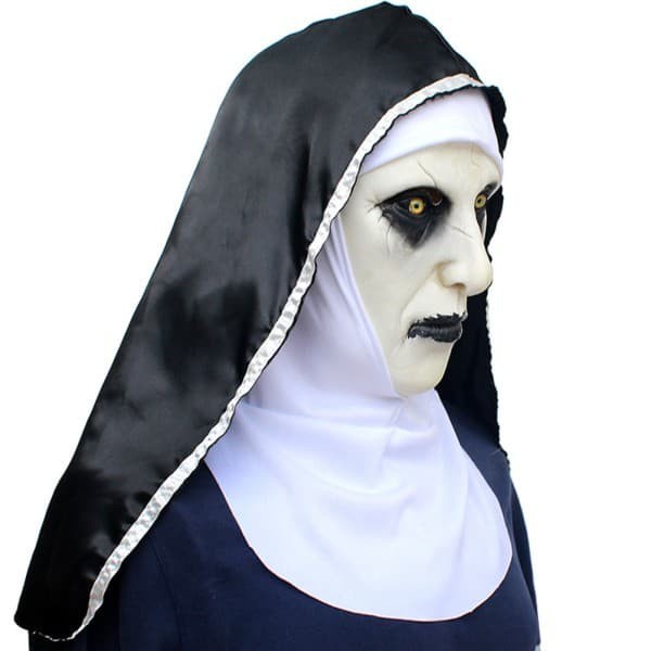 Topeng valak the nun original dengan penutup kepala latex