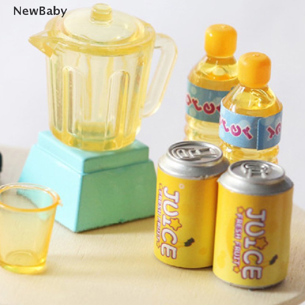 Newbaby 6Pcs / Set Mainan Miniatur Minuman Jus Skala 1: 12 Untuk Aksesoris Dapur Rumah Boneka