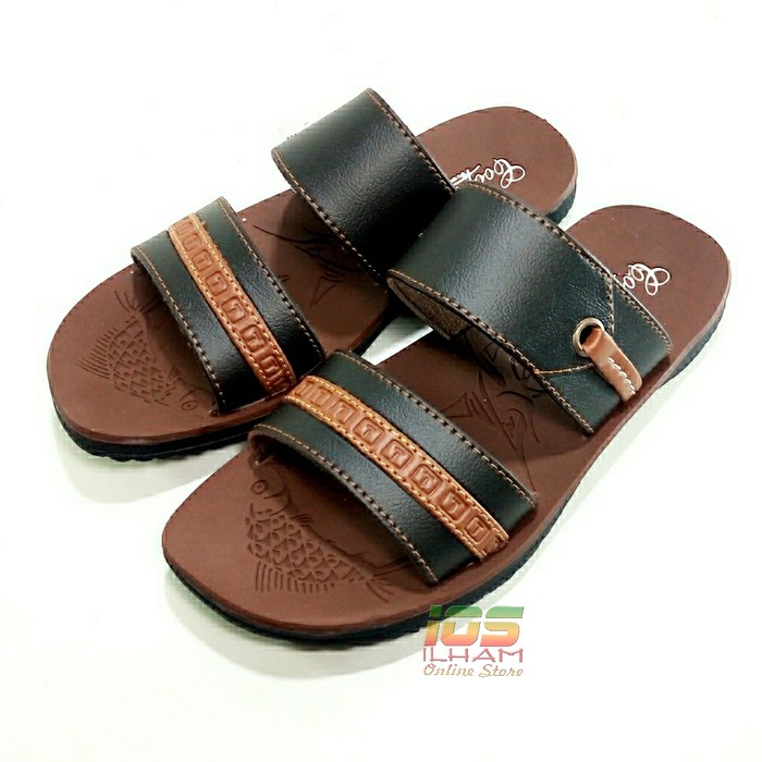 Sandal Pria Coopers F14 Selop 2 band Sol Lentur Size 38-42 HitamCoklat