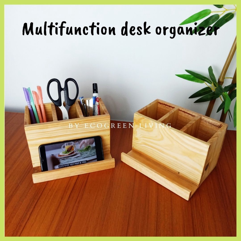 2 IN 1 DESK ORGANIZER MULTIFUNCTION / KOTAK PEN HOLDER DAN PHONE STAND HOLDER