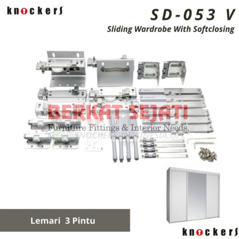 Roda Pintu Lemari Sliding Knockers FUERTE 83 / SD 053V - 3 Pintu 3.5 Meter Slow Motion